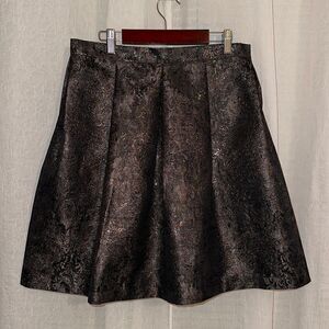 Camomilla 8 Neiman Marcus Shimmery Textured Champagne Brown Black Floral Skirt